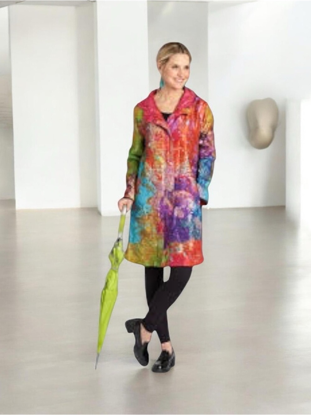 UBU Pack Your Personality 
Colorful Abstract Watercolor Raincoat Coat